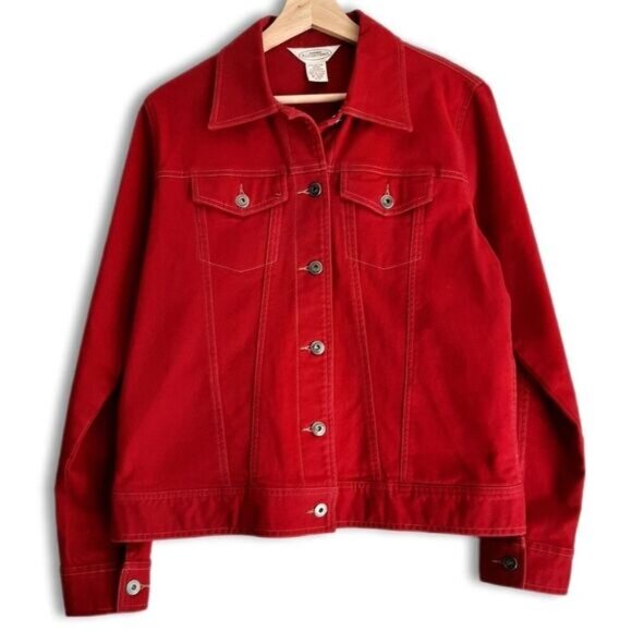 NORTHERN REFLECTIONS Classic Button Down Jean Jacket Red Sz M - Picture 1 of 10